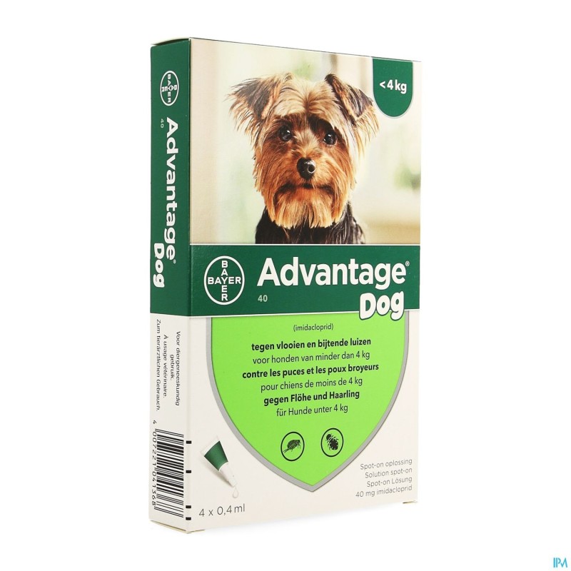 Advantage 40 Chiens -4kg 4x0,4ml