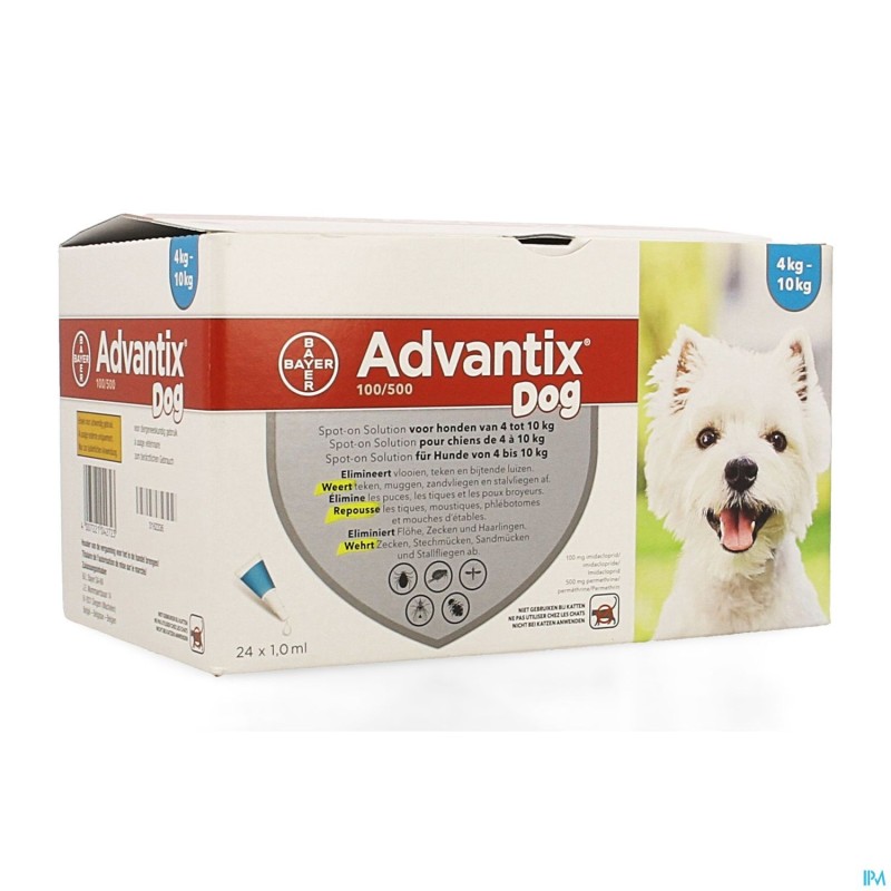 Advantix 100/ 500 Honden 4-10kg Fl 24x1,0ml