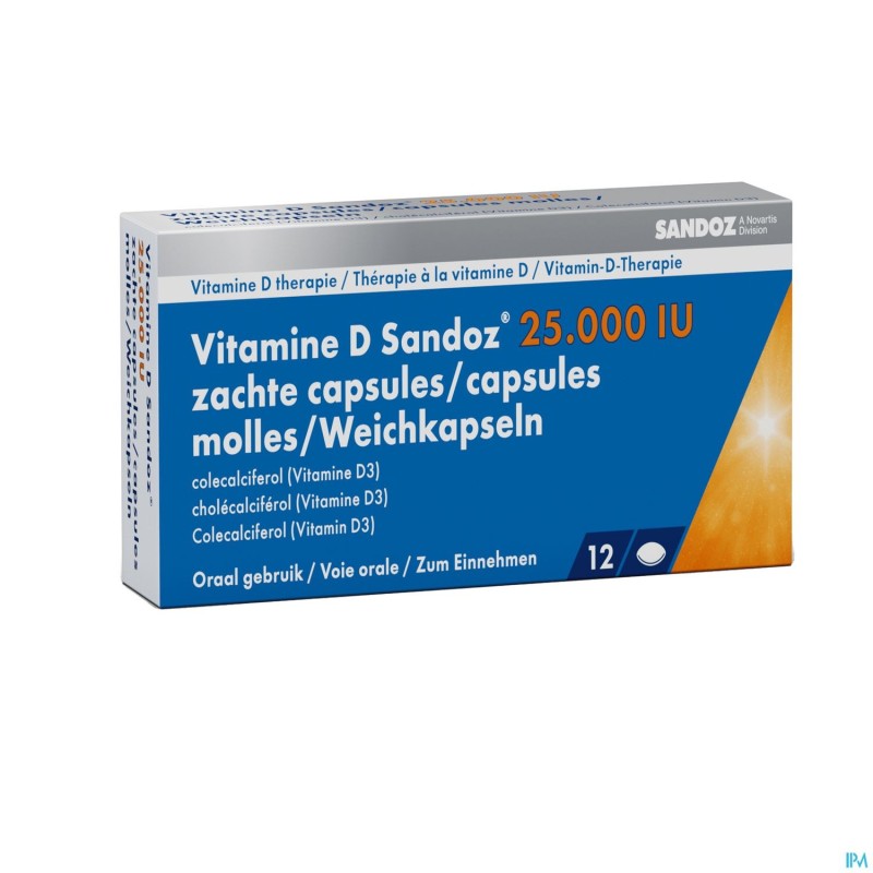 Vitamine D Sandoz 25000iu Caps Molle 12