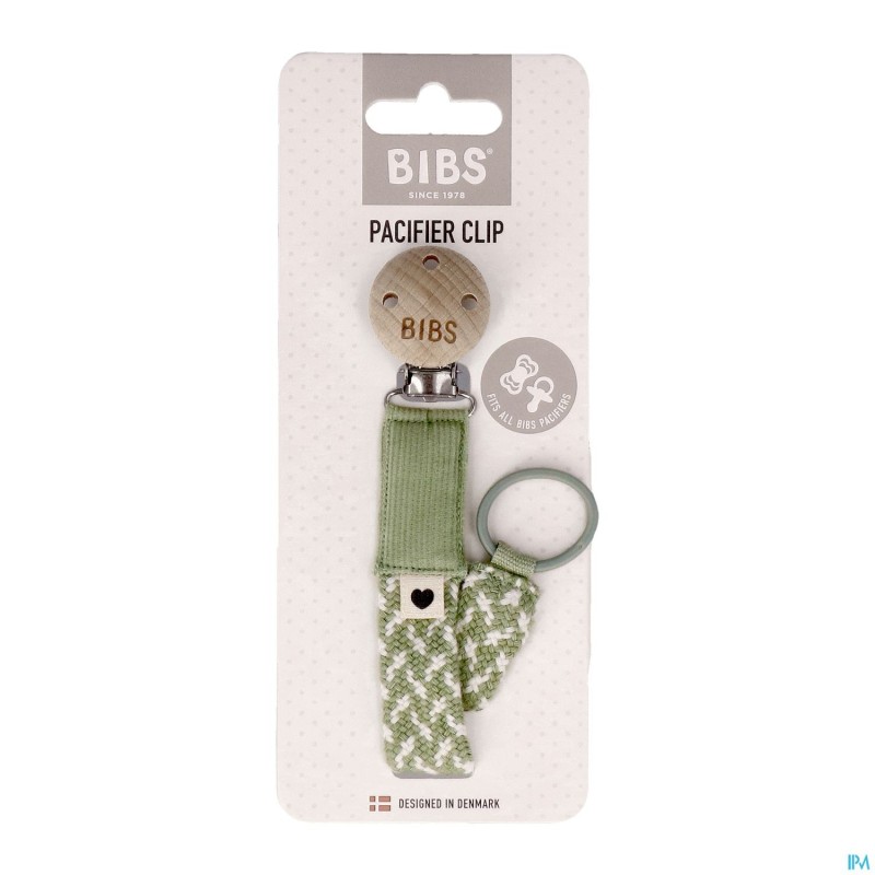 Bibs Fopspeenketting Braided Sage&ivory