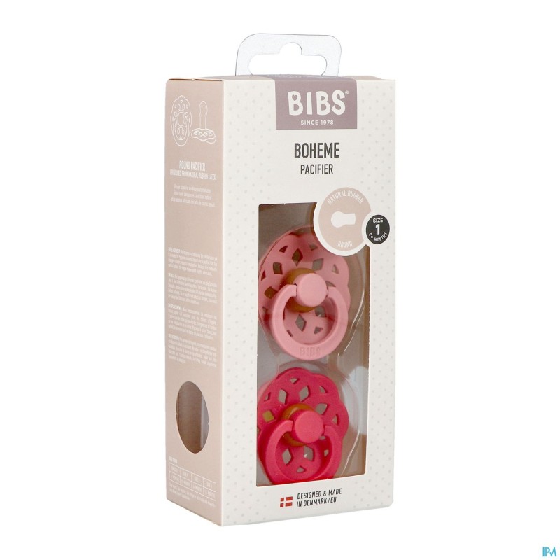 Bibs 1 Sucette Boheme Duo Dusty Pink&coral