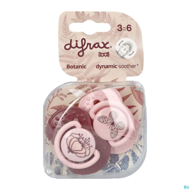 Difrax Fopspeen Dynamic Botanic Pink&purple 3m+ 2