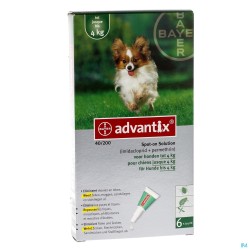 Advantix 40/ 200 Chiens - 4kg Fl 6x0,4ml