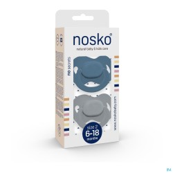 Nosko Fopspeen 6-18 M Whale Blue + Mouse Grey