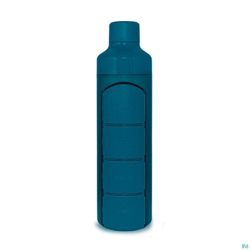 Yos Water Bottle & Pill Box Daily Bold Blue