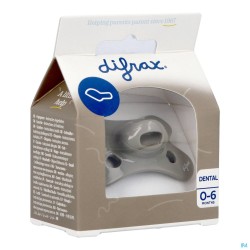 Difrax Fopspeen Dental 0-6m Uni/pure Grijs/clay