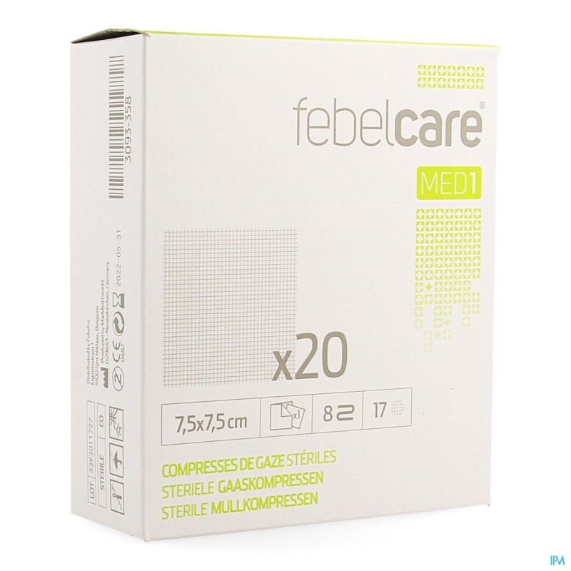 Febelcare Med1 Compresse Gaze Ster. 7,5x7,5cm 20x1