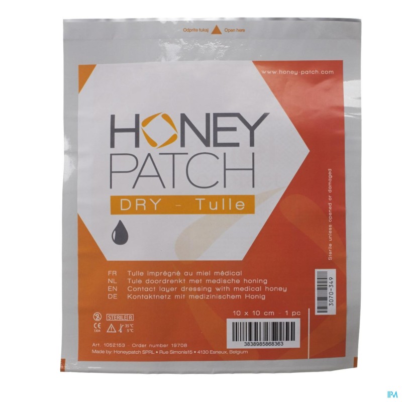 Honeypatch Dry Miel Cicatr.7g+tulle Ster.10x10cm 1