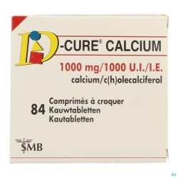 D Cure Calcium 1000mg/1000ui Kauwtabl 84