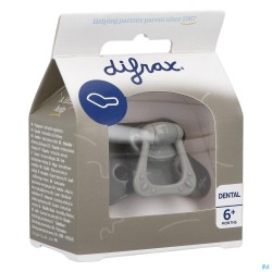 Difrax Sucette Dental +6m Uni/pure Gris/clay