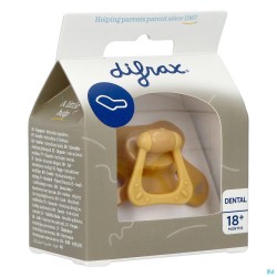 Difrax Sucette Dental +18m Uni/pure Jaune/honey